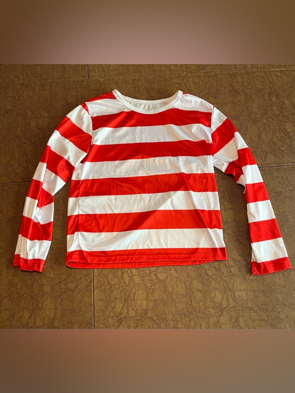 Where's Waldo ? Kids 8-10 Red & White Striped Halloween Costume Top